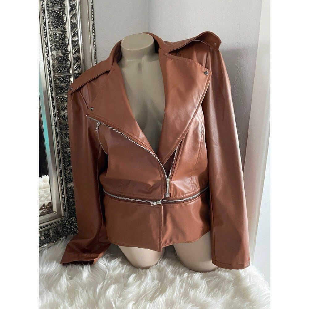 Faux Biker Leather Jacket XL